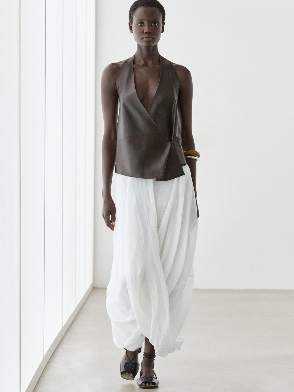 NEW Massimo Dutti Crossover Midi Skirt with Draped Detail 5211/509